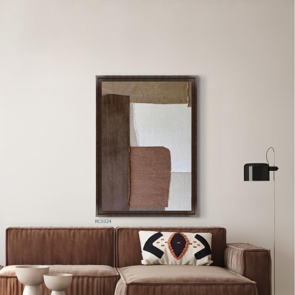 لوحة جدارية كانفس تداخل الوان بالطلاء تدرجات البني والبيج