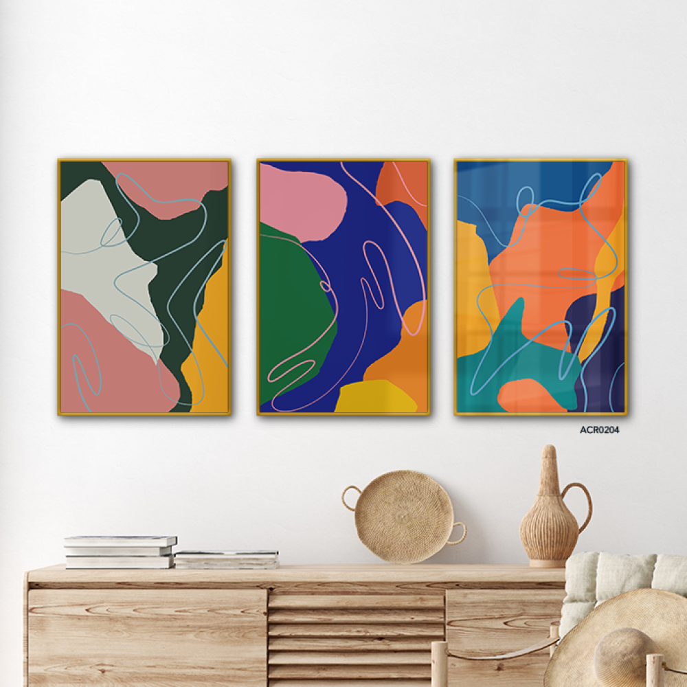 لوحة جدارية اكريليك مقسمة تتميز بتصميم تجريدي بالوان متعددة