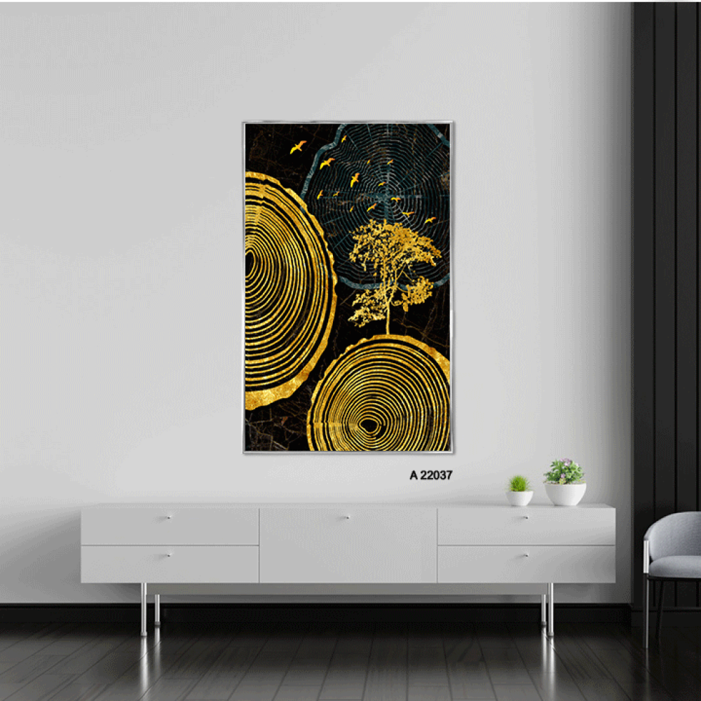 لوحة جدارية اكريليك تجمع بين الدوائر وصوره الشجرة