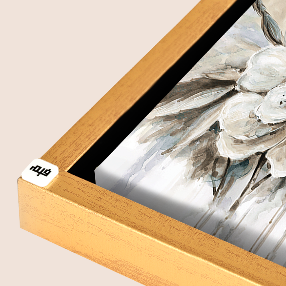 لوحة جدارية كانفس ورود لون بيج وأبيض ورمادي