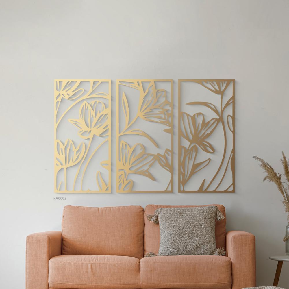 مجموعة من اللوحات الجدارية الاكريليك بتصميم نباتي لازهار