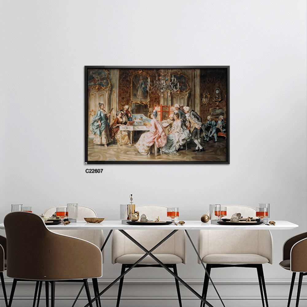 لوحة جدارية كانفس تصور نبلاء في القرن الثامن عشر،