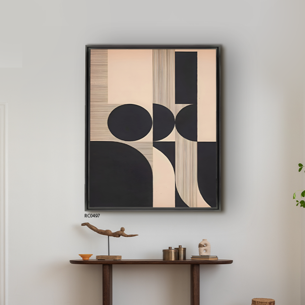 لوحة جدارية كانفس بتصميم هندسي لاشكال وخطوط متداخلة