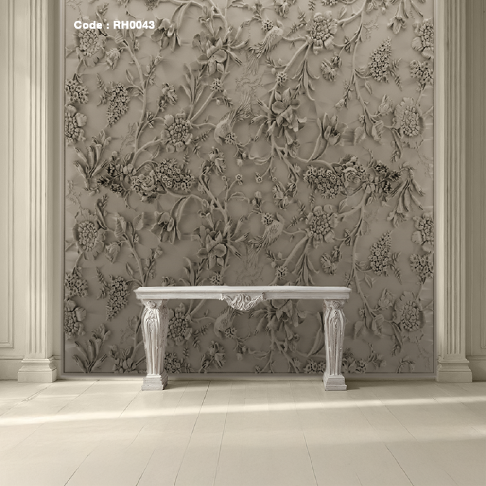 جدارية خشبية منحوتة، بتصميم كلاسيكي زهري يحاكي الطبيعة