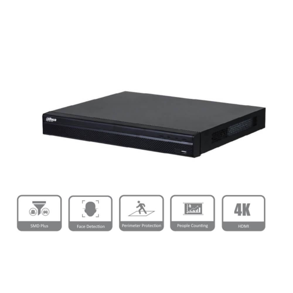 جهاز تسجيل شبكي NVR داهوا 16 قناة بدقة 4K و16 منفذ PoE مع ذكاء اصطناعي متطور