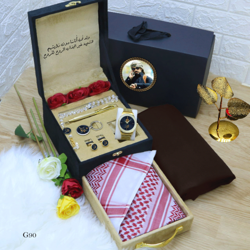 بوكس رجالي شتوي فخمة مع شماغ مع ساعة موديل HM-2525