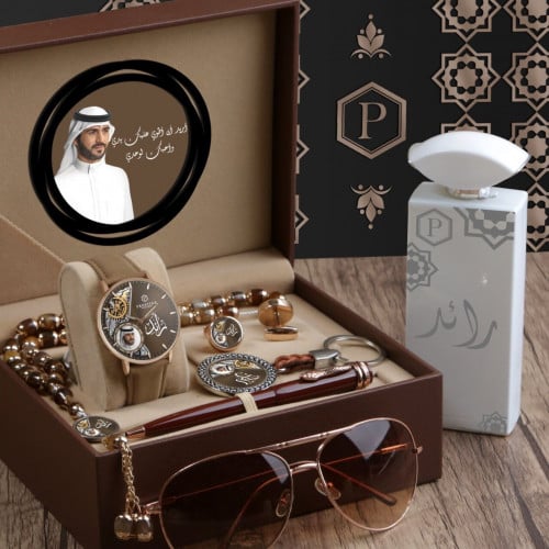 هدايا طقم ساعة رجالية مع واكسسوارت تصميم حسب الطلب