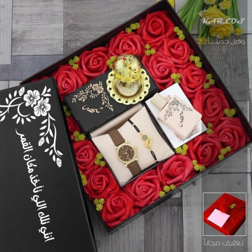 بوكس هدية نسائية راقية بساعة ومجموعة إكسسوارات أني...
