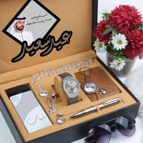 طقم ساعة هدايا رجالية مع اكسسوارت رجالية تصميم حسب...
