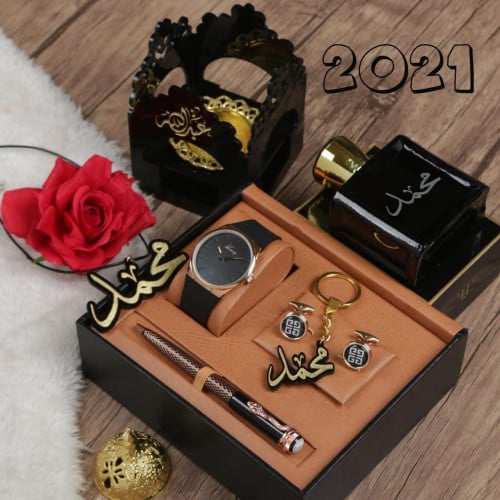 أطقم ساعات رجالية راقية مع إكسسوارات مميزة بالإسم...