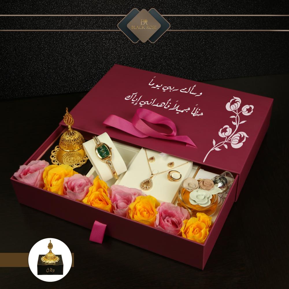 طقم ساعة نسائية مع عطر و مبخرة واكسوارات