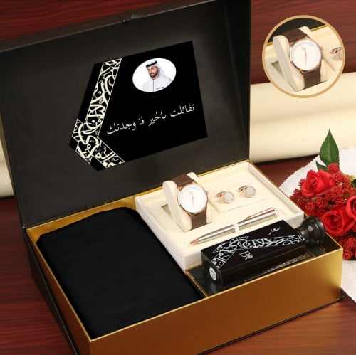 بوكس رجالي ملكي قماش وشماغ راقي بتصميم حسب الطلب M...