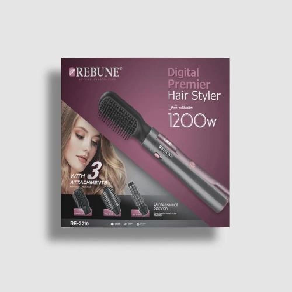 ريبون مصفف شعر 3 في 1 بشاشة رقمية و 3 ملحقات - 1200 واط - أسود - RE-2210