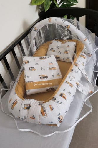 طقم سله (سله/مخده راس /لحاف /ناموسيه وتعليقه العاب)