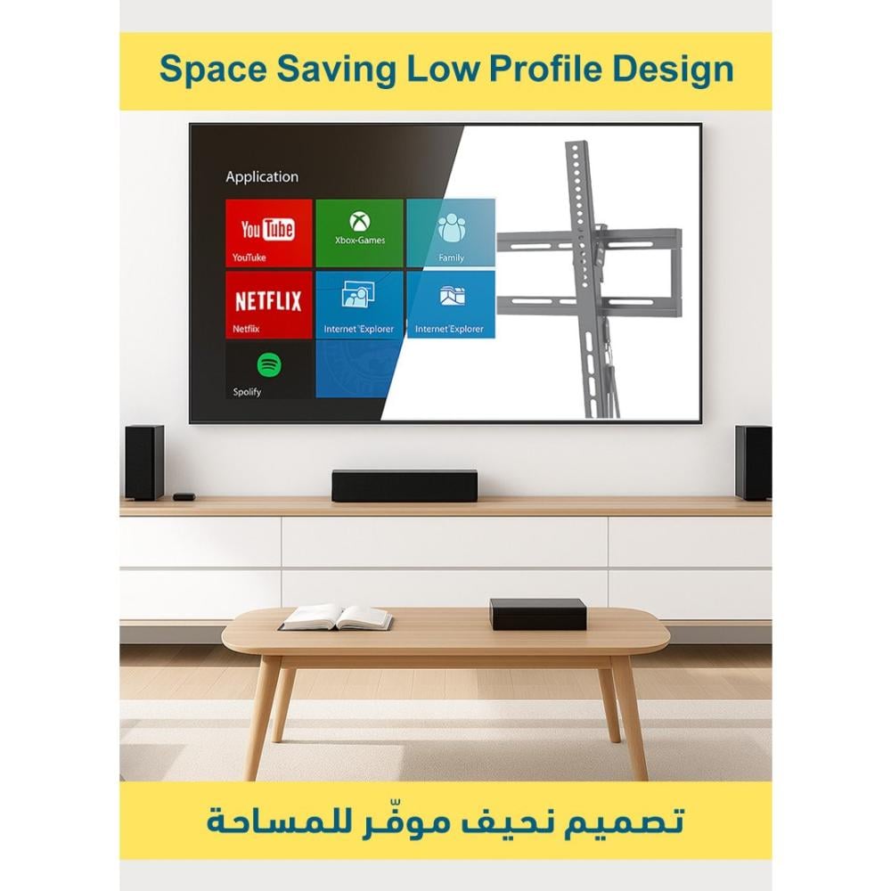 حامل شاشة التلفزيون جداري مثبت يدعم الإمالة FS-304 للشاشات الكبيرة والمتوسطة من 42 إلى 90 بوصة - التثبيت المائل مع إمكانية الإمالة!