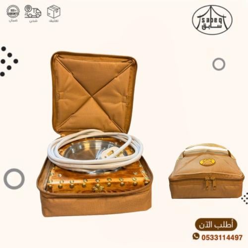 سخان ابريق ودلال خشب سويدي + جراب مبطن