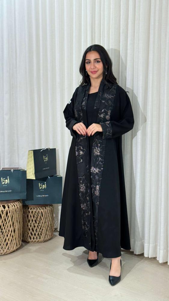 عبايه يومية كتان اسود ORa 84