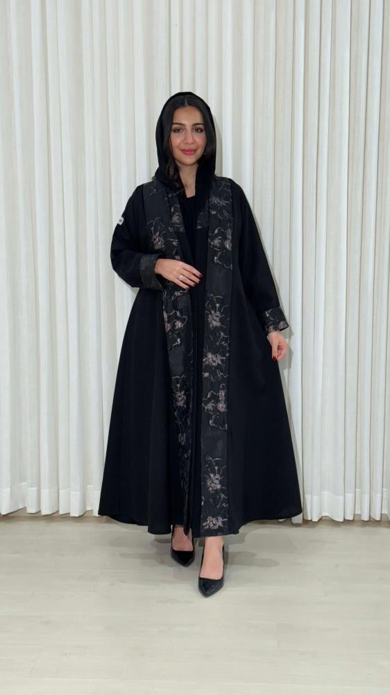 عبايه يومية كتان اسود ORa 84