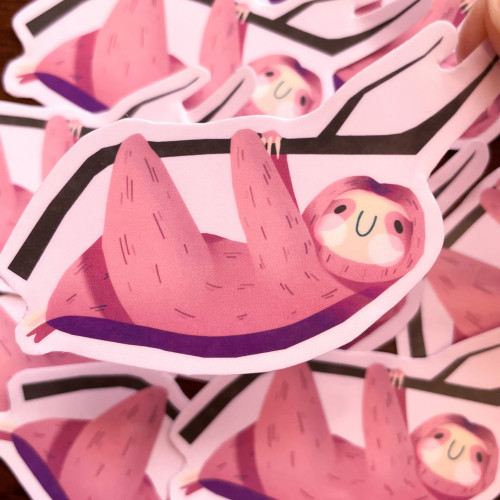 Pink Sloth Sticker