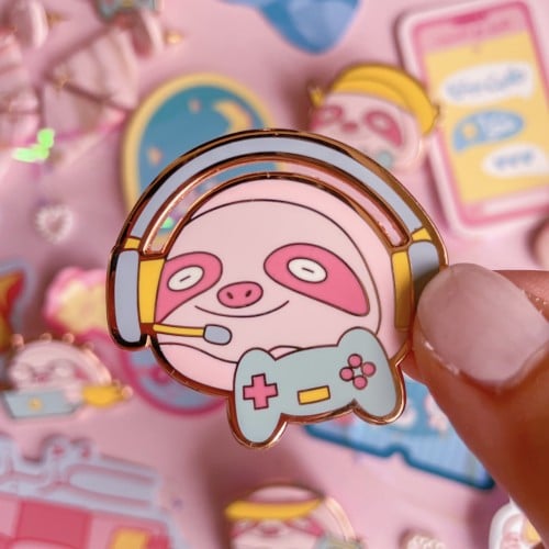 Gamer Sloth Pin