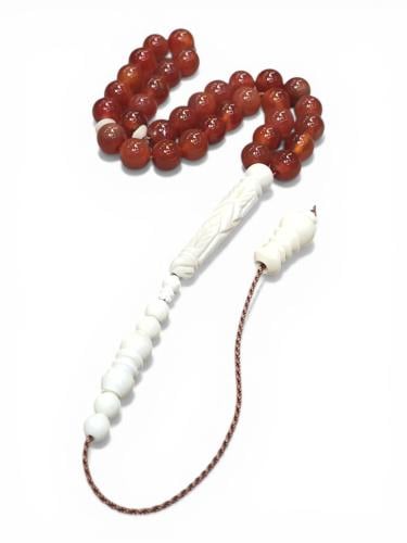 سبحة عقيق احمر مع امام عظم 33حبة