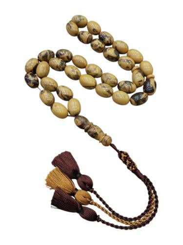 سبحة تراب كهرمان لون قهوي 33 تكتيل فاخر