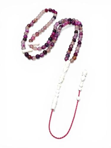 سبحة كوارتز وردي مع امام عظم 99 حبة