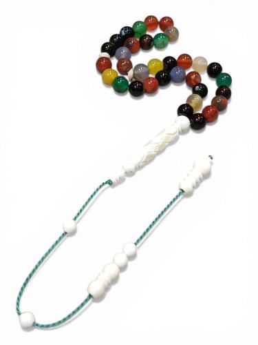 سبحة من حجر العقيق مع امام عظم ملون 33 حبة