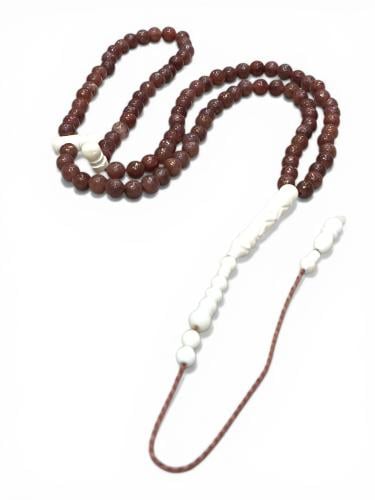 سبحة الابيز البني اللامع مع امام عظم 99 حبة