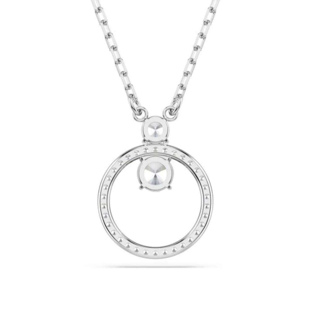 سلسال سواروفسكي | قلادة Constella قطع مستدير، لون أبيض، طلاء روديوم