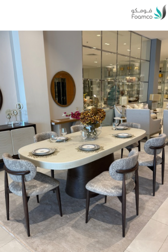 طاولة طعامUDI-1059-T220 طاولة   خشب مقاس (220 CM) + 6 كراسي