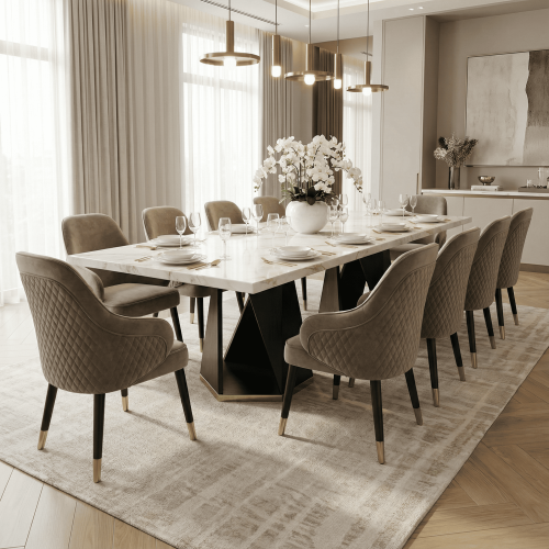 طاولة طعام UDI-1041 +  كراسي موديل UDI-1043-CH BROWN