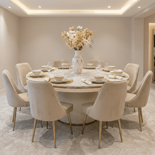 سفرة طعام (8 كراسيUDI-1018 BEIGE) +UDI-1040-T170