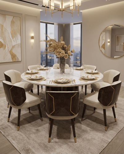 طاولة طعام udi-1061-t170,و8كراسي 1061-ch-beige