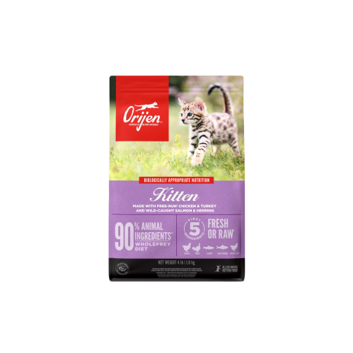 طعام جاف عالي البروتين للقطط الصغيرة بالدجاج والديك الرومي الطازج 1.8 كيلو من شركة Orijen