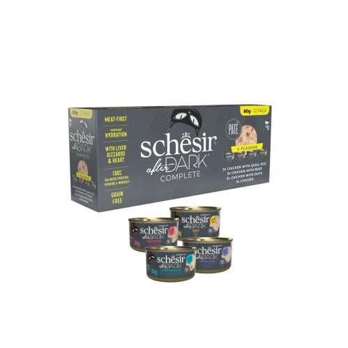 كرتون باتيه معلبات افتر دارك متنوع (غ12x80) من شركة Schesir
