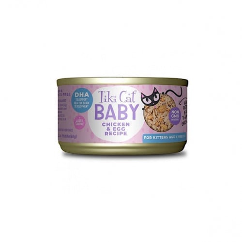 معلبات بايبي وصفة الدجاج والبيض من شركة Tiki cat