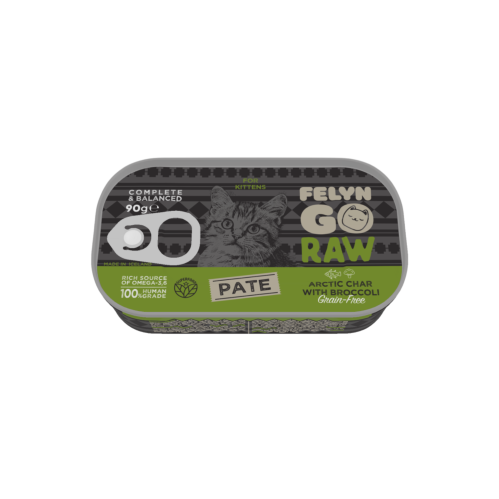 معلبات Raw باتيه للقطط الصغيرة سلمون مع البروكلي من شركة  Felyn Go