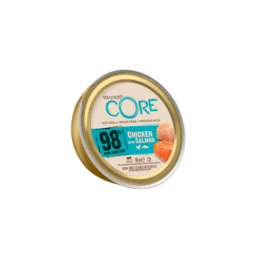 معلبات الدجاج مع السالمون الكامل من شركة Wellness