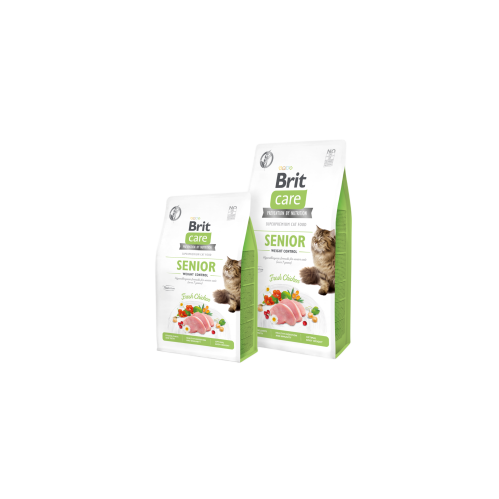 طعام جاف للقطط المسنه بالدجاج للمساعدة على التحكم بالوزن 2 كيلو من شركة Brit