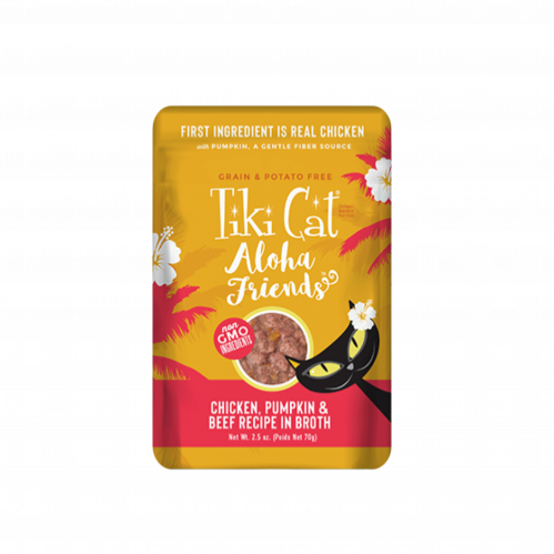 أظرف الوها فريندز دجاج مع اللحم البقري و اليقطين في المرق من شركة Tiki cat