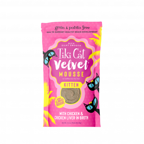 Tiki Cat Velvet Mousse Chicken with Chicken Liver Treats for Kittens