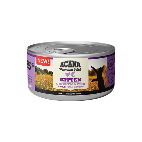 معلبات باتيه الدجاج مع السمك للقطط الصغيرة من شركة Acana