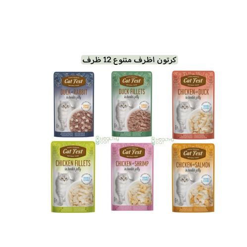 كرتون أظرف باتيه دجاج متنوع غ12x70 من شركة Cat fest