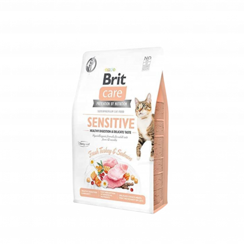 طعام جاف للقطط الحساسة بالديك الرومي والسالمون 2 كيلو من شركة Brit