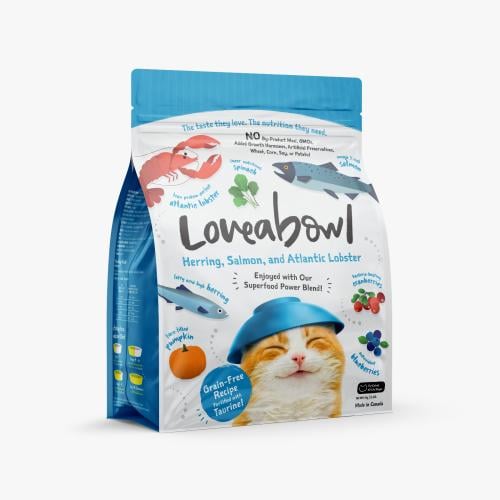 طعام جاف بنكهة سمك الرنجة والسالمون واللوبستر من شركة LoveaBowl