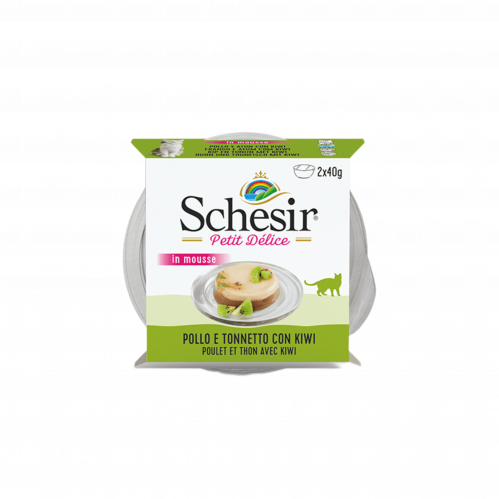 Schesir Mousse Chicken, Fish & Tuna with Kiwi Wet Food 2x40g