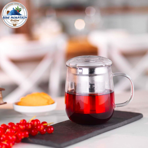 كوب شاي زجاجي مع غطاء