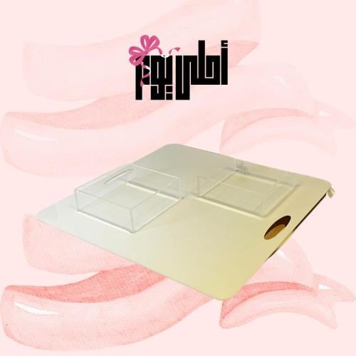 تبسي مربع تبسي ابيض لون الكتابه ذهبي