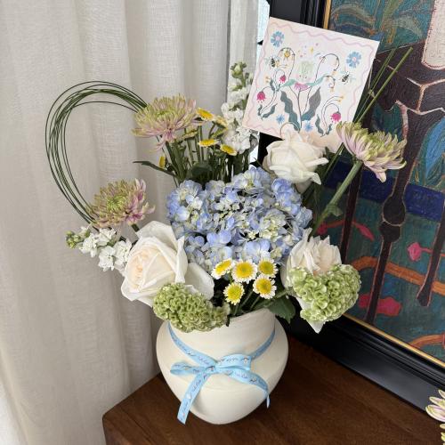 Baby blue vase